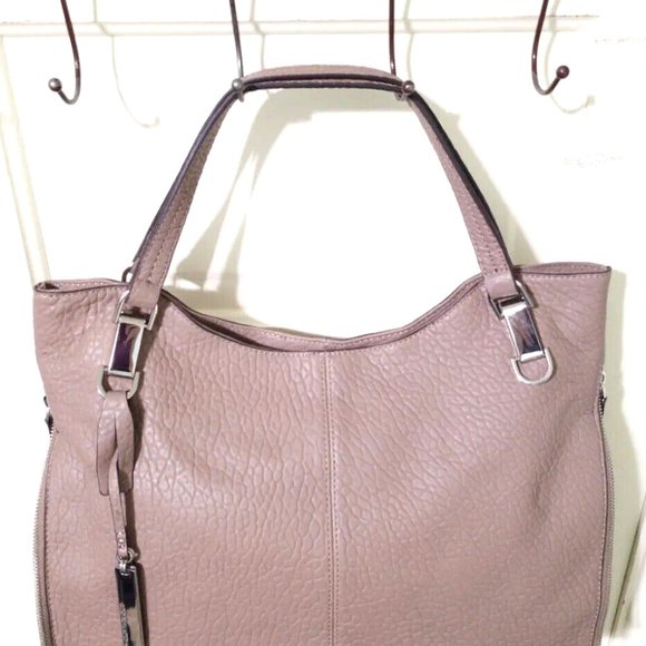 NEW Vince Camuto CASHMERE Taupe 100% Leather XL Satchel Shoulder Bag Expandable - Picture 6 of 13
